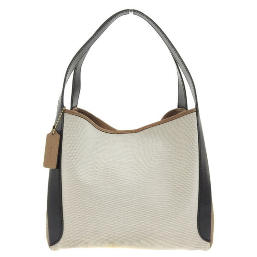COACH coach canvas leather shoulder bag 89971 beige/brown/black